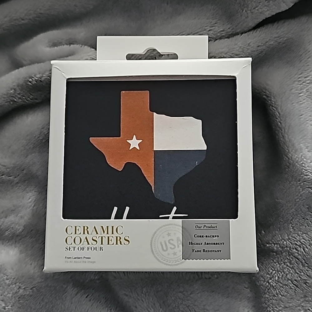 NIB - Lantern Press - Houston Strong - State Outline Graphic 4pc Coaster Set